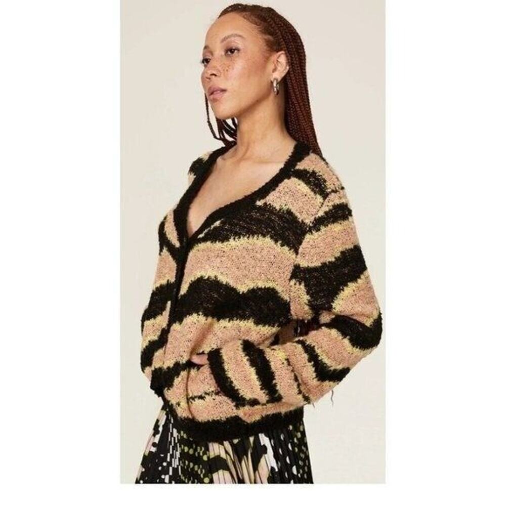 RTR sz S small le superbe electric zebra cardigan geo aztec multicolor sweater
